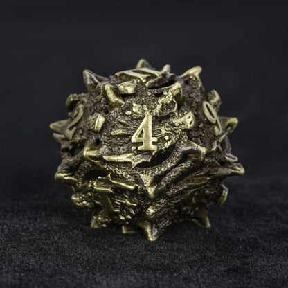 Unusual dragon head bronze hollow metal irregular dnd dice set