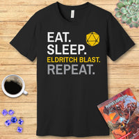 Warlock Class T-Shirt – 'Eat, Sleep, Eldritch Blast, Repeat'