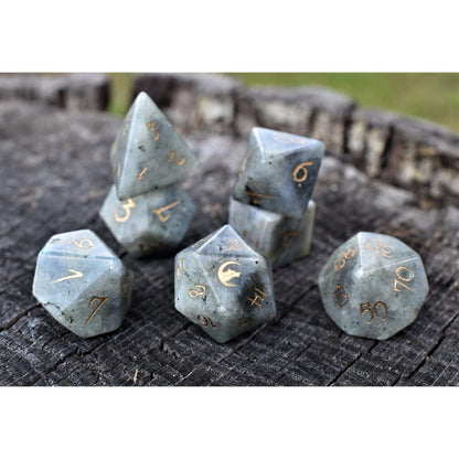 Werewolf Labradorite "Moonstone" Stone Dice Set