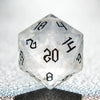 White crystal Black lettered gem D&D dice set