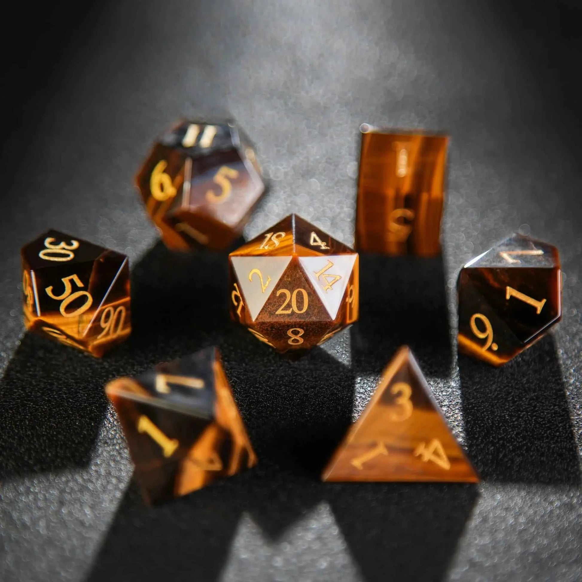 Wild natural tiger eye stone DND dice set