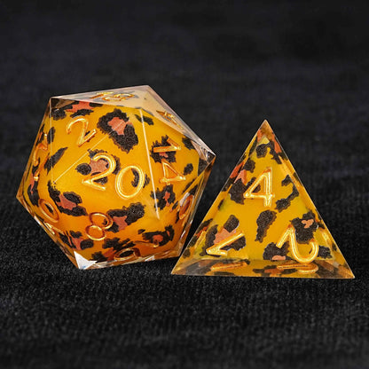 Wild Orange Panther Resin D&D Dice Set