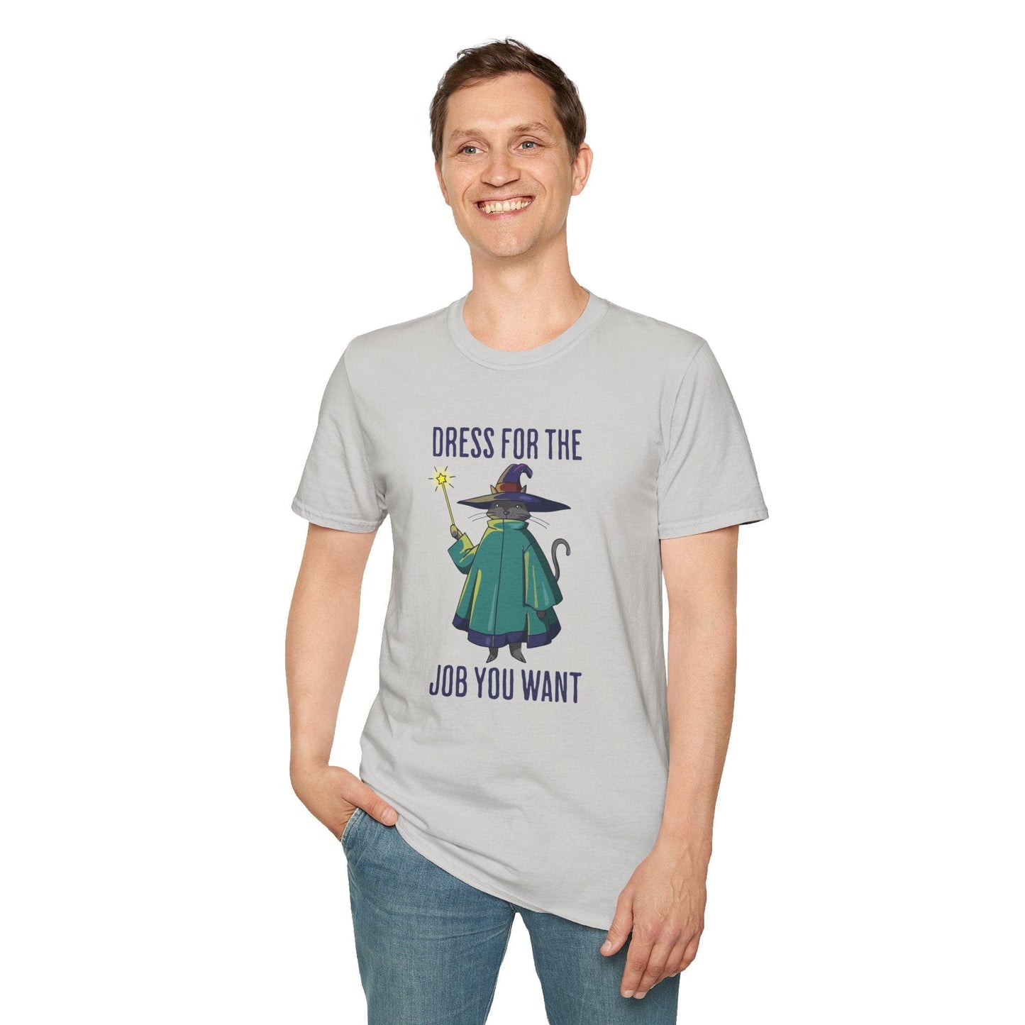 Dress For The Job You Want T-Shirt - Wizard Cat D&D Tee