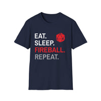 Wizard Class T-Shirt – 'Eat, Sleep, Fireball, Repeat'