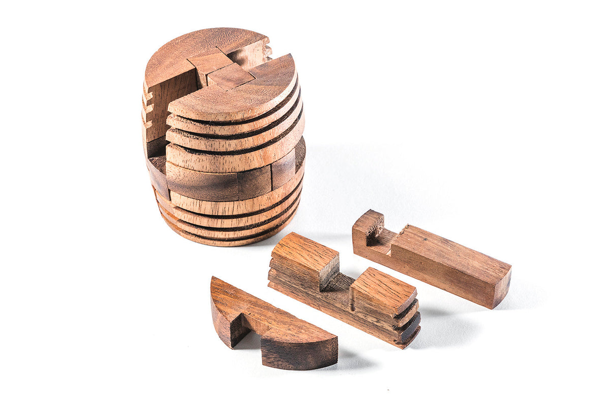 Japanese Barrel Puzzle - Wooden Interlocking Brain Teaser Puzzle
