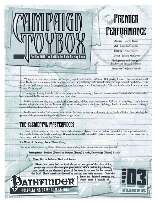 Campaign Toybox: Premier Performance