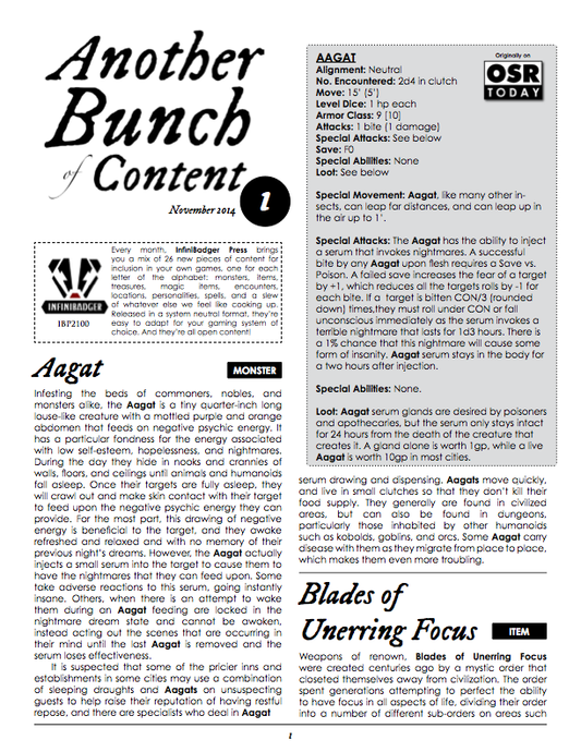 Another Bunch of Content Issue 1 November 2014