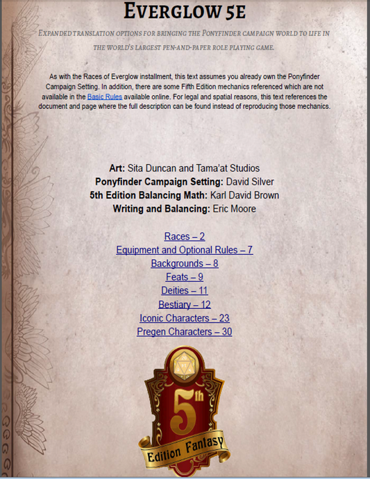 Ponyfinder - 5th Edition Gods, Feats, and Expanded Races