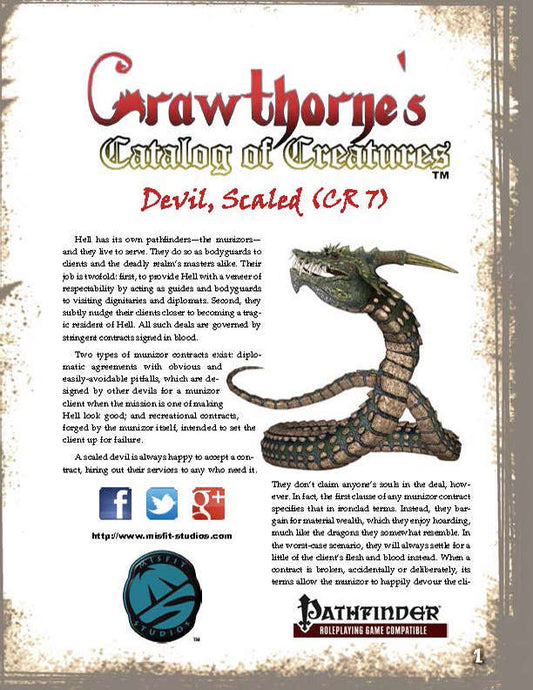 Crawthorne's Catalog of Creatures: Scaled Devil