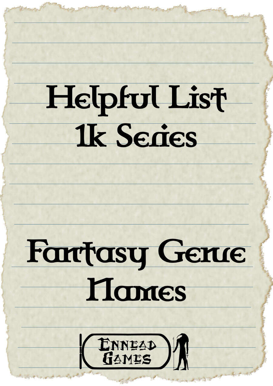Helpful List 1K Series Fantasy Genre Names
