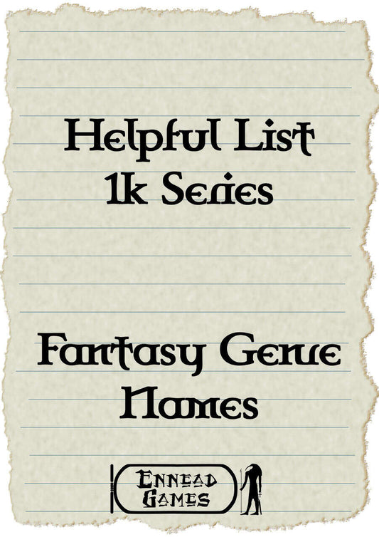Helpful List 1K Series Fantasy Genre Names