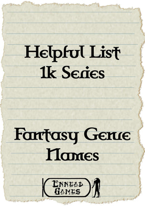 Helpful List 1K Series Fantasy Genre Names