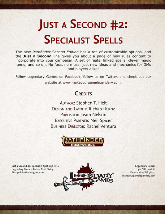 Just a Second #2: Specialist Spells