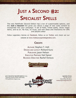 Just a Second #2: Specialist Spells