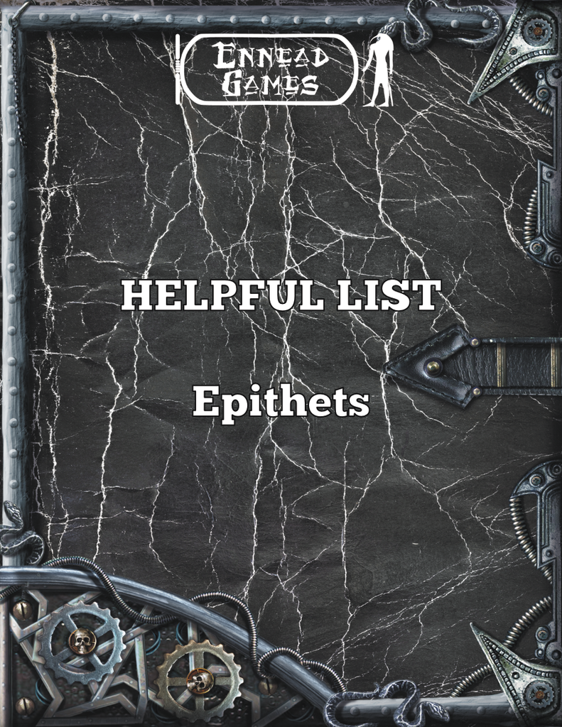 Helpful List - Epithets. What is the main characteristic of the person ...