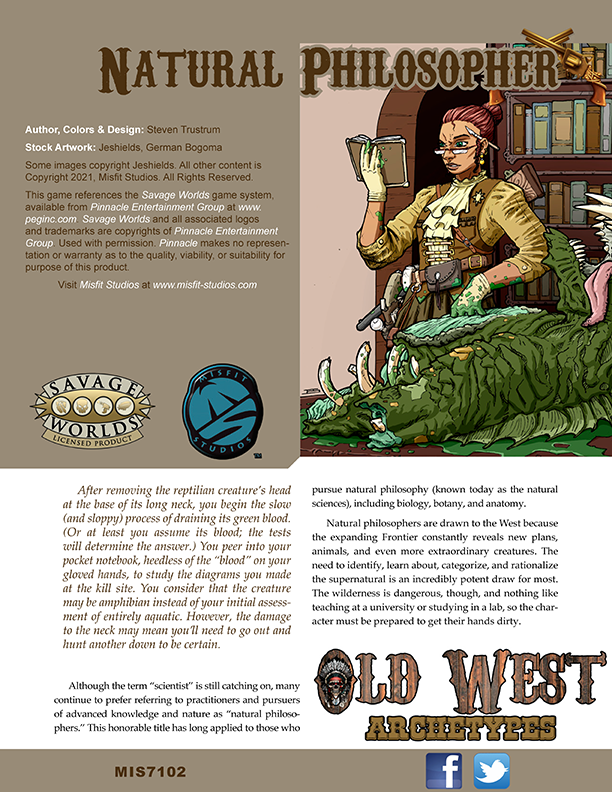 Old West Archetypes: Natural Philosopher for the Savage Worlds RPG