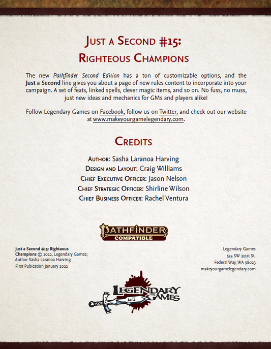 Just a Second #15: Righteous Champions
