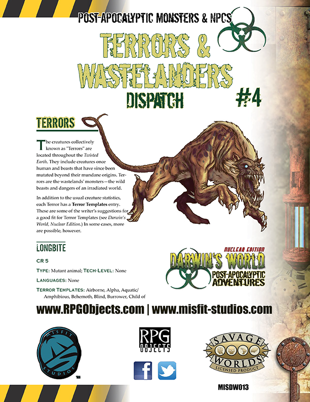 Darwin's World, Nuclear Edition Terrors & Wastelanders Dispatch #4