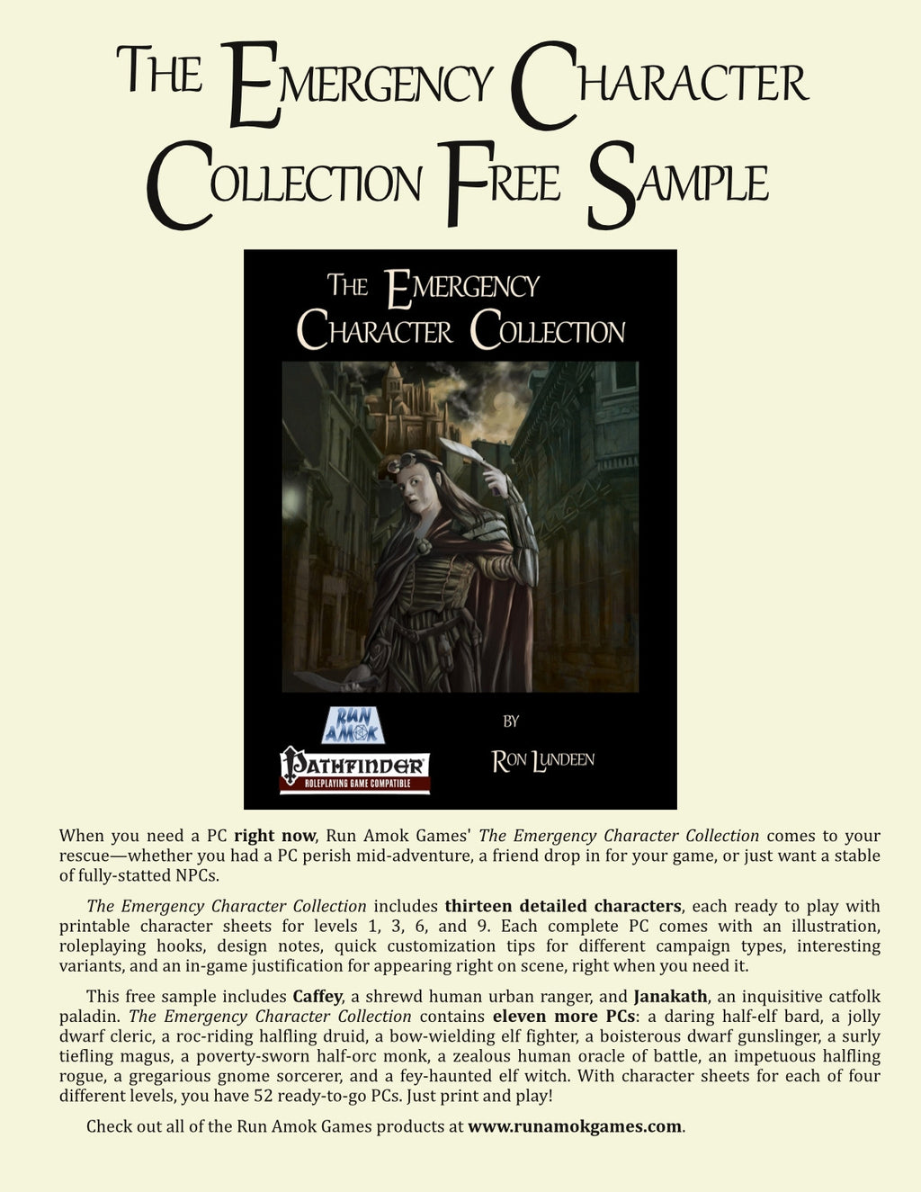 The Emergency Character Collection Free Sample