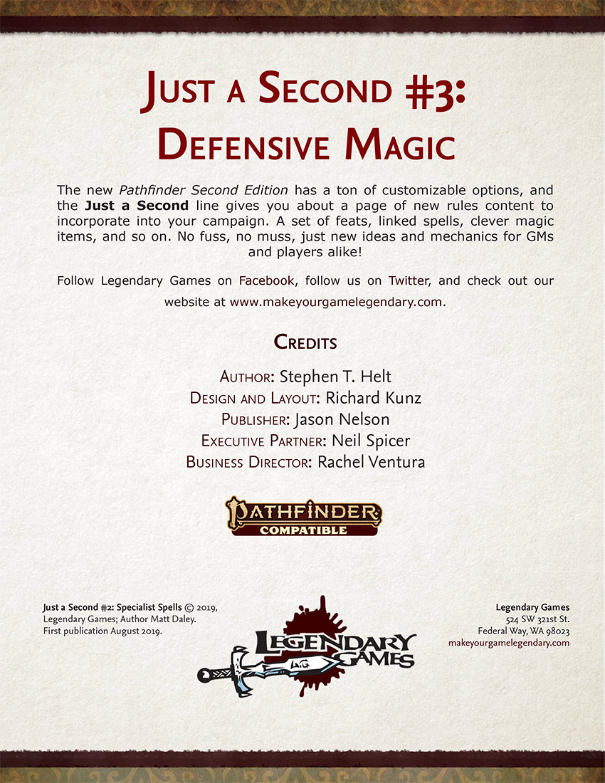 Just a Second #3: Defensive Magic