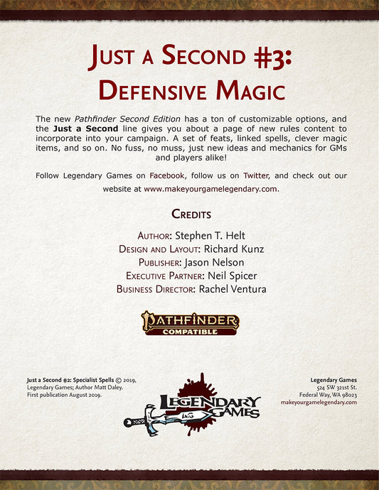 Just a Second #3: Defensive Magic