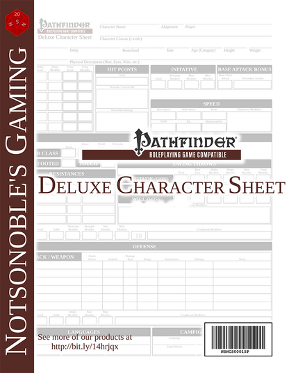 Deluxe Pathfinder Character Sheet (Form-Fillable PDF) – Premium RPG Character Tracker