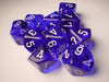 Chessex Dice Sets: Blue/White Translucent d10 Set (10)